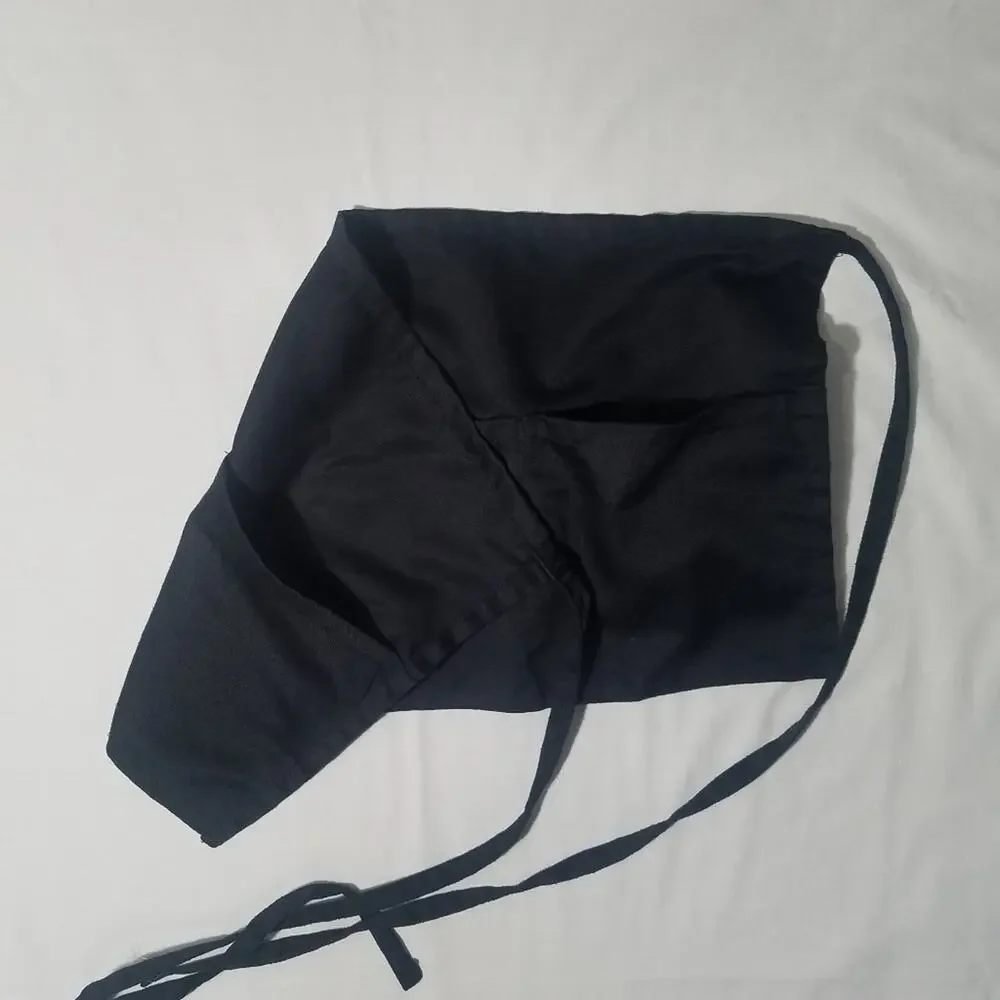 Apron Black Canvas Double Side Ties At Waist Cooking Gardening Painting Crafting